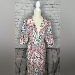 charlotte Russe boho floral print kimono Ties In Back Bohemian Size L NEW